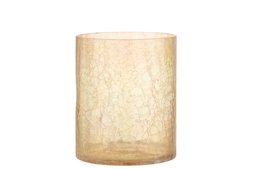 J-Line windlicht Crackle - glas - amber - large