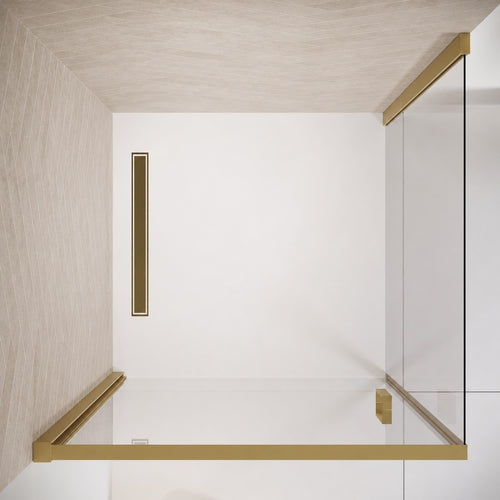 Badplaats Douchecabine Alava 80 x 80 x 190 cm – Goud – Douchewand met Draaideur