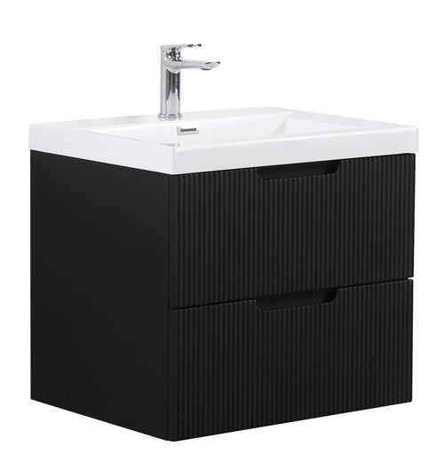 Badplaats Badkamermeubel Set Thermis 60 cm – Mat Zwart – Badmeubel met Wastafel