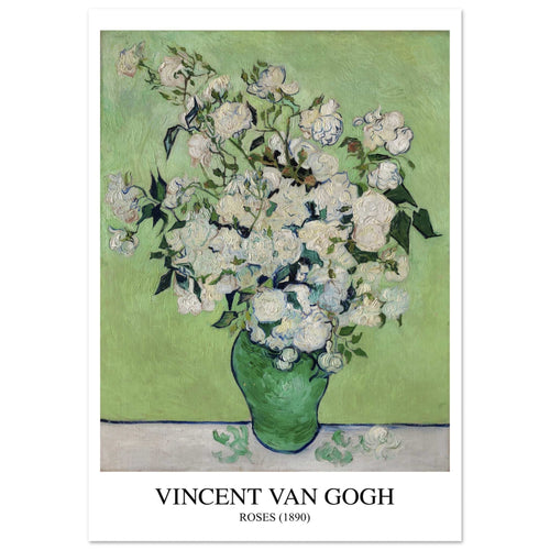 Artfulprints Poster met Lijst Vincent van Gogh - Roses   - 50x70 cm - Groen