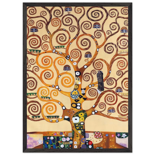 Artfulprints Poster met Lijst Gustav Klimt - Tree of life   - 50x70 cm - Geel