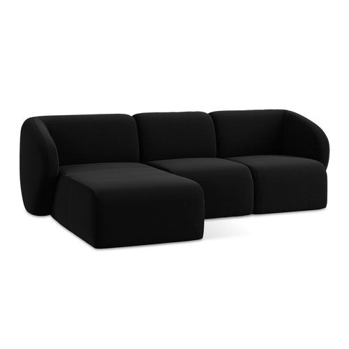 LaMiaSofa hoekbank links Cervo - velours - zwart - 248x166x76