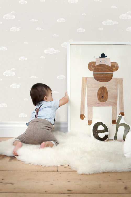 Sanders & Sanders behang wolkjes beige en wit - 53 cm x 10 m - 640461