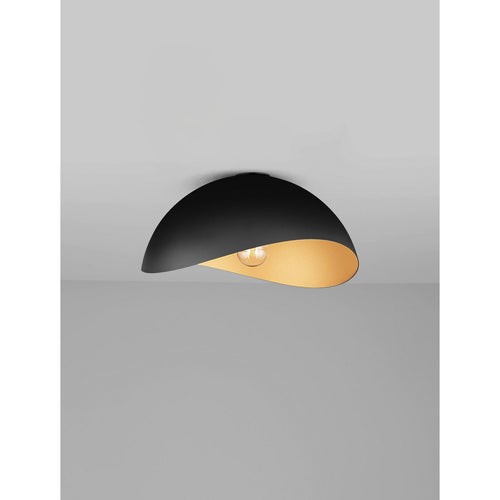 Nova Luce OPSI Plafondlamp met komvormige kap van 40 cm, halfverzonken, zandkleurig zwart, goudkleurig, E27 fitting, 1x12W