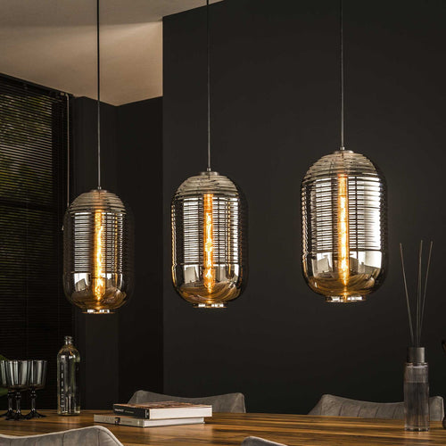 Giga Meubel Hanglamp Tub - Chrome Glas - 3-Lichts - 105x22x150cm