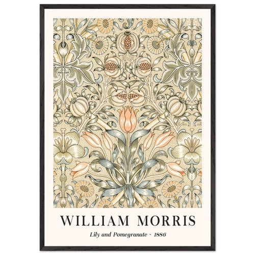 Artfulprints Poster met Lijst William Morris - Lily and pomegranate 1886   - 70x100 cm - Groen