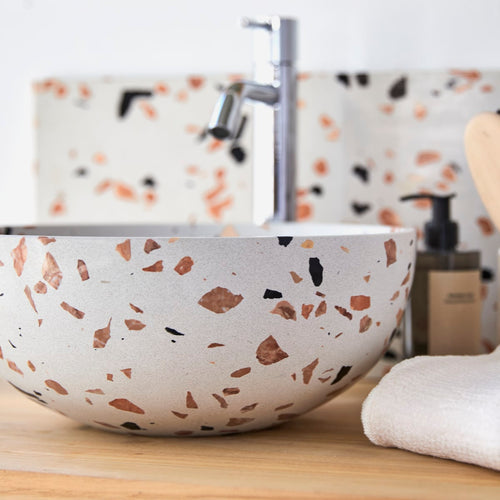 Tikamoon Ronde waskom van bruin premium terrazzo ∅ 32 cm - Bruin