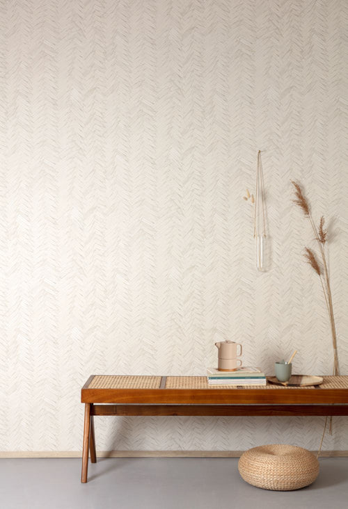 Masureel behang visgraat-motief beige - 53 cm x 10.05 m - 631983 - vtwonen shop