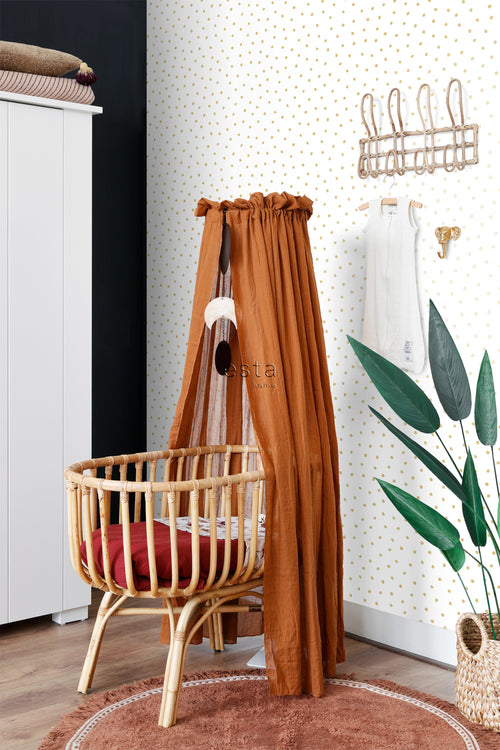 ESTAhome behang stippen glanzend goud en wit - 53 cm x 10.05 m - 138937
