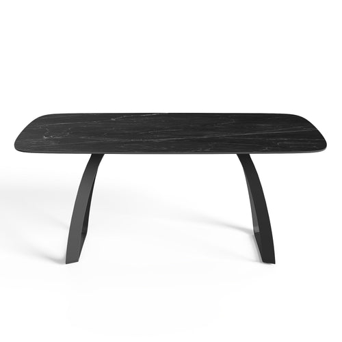Sia Home - Uitschuifbare tafels DAHLIA - Keramiek - Carrara zwart en zwart - 180cm