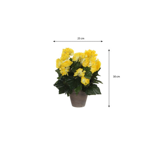 Mica Decorations Begonia Kunstplant in Bloempot Stan - H30 x Ø25 cm - Geel