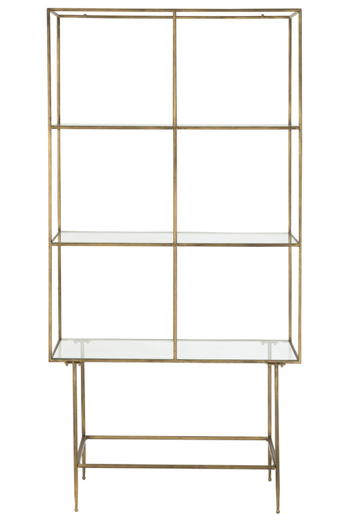 J-Line rek 3 Legplanken - metaal/glas - goud
