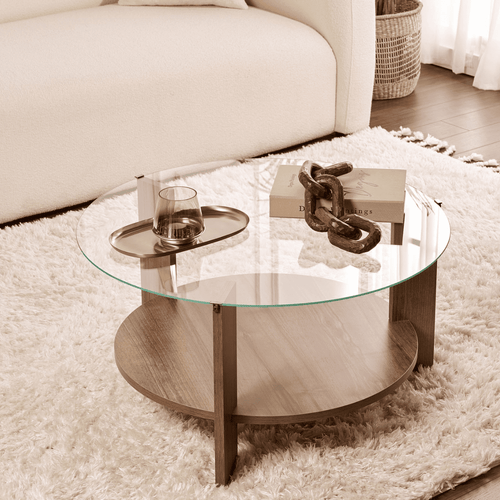 Calicosy - CLARA Salontafel met 2 bladen - Eiken - 75x75x40 cm