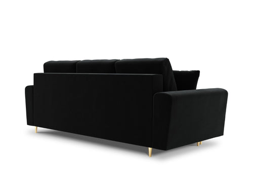 Cosmopolitan Design Slaapbank met opbergdoos Kyoto 3-zits, flueel, zwart - 100x235x88cm