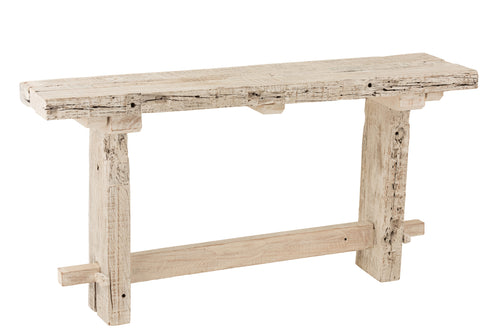 J-Line console Brut - hout - wit/naturel