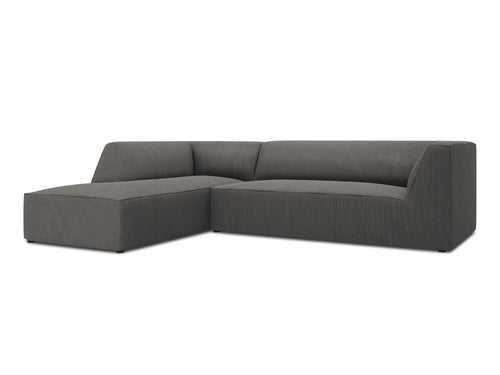 Micadoni linker hoekbank Ruby 4-zits, ribfluwelen, donkergrijs - 180x273x69cm