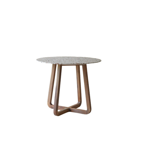 Tikamoon Ronde tafel van premium terrazzo en massief acaciahout voor 4 personen - Bruin - vtwonen shop