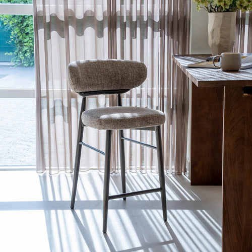 DÉJA Living Barstoel Milan - Taupe/Brons - Zithoogte 65cm - Set van 2