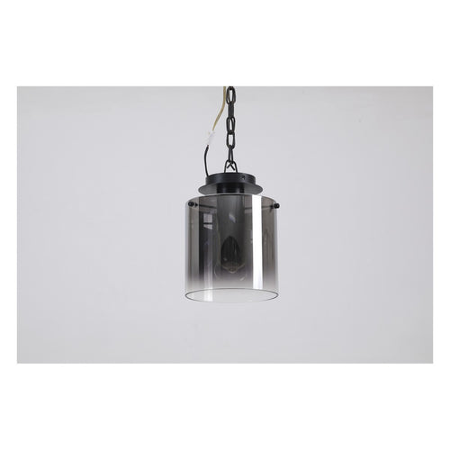 Searchlight Sweden 1-lichts plafondlamp - matzwart en gerookt glas