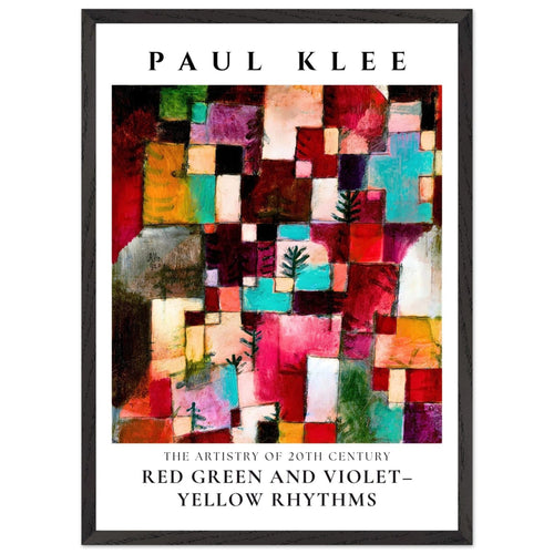 Artfulprints Poster met Lijst Paul Klee - Red green and violet-yellow rhythms   - 50x70 cm - Meerkleurig