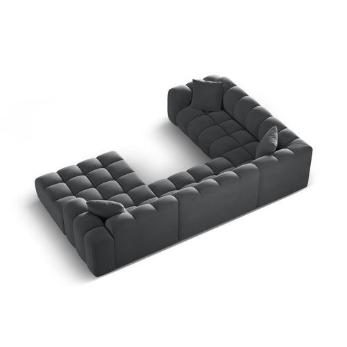 Cosmopolitan Design - Panoramische hoekbank links Treno 4-zits, flueel grijs - 240x330x70cm