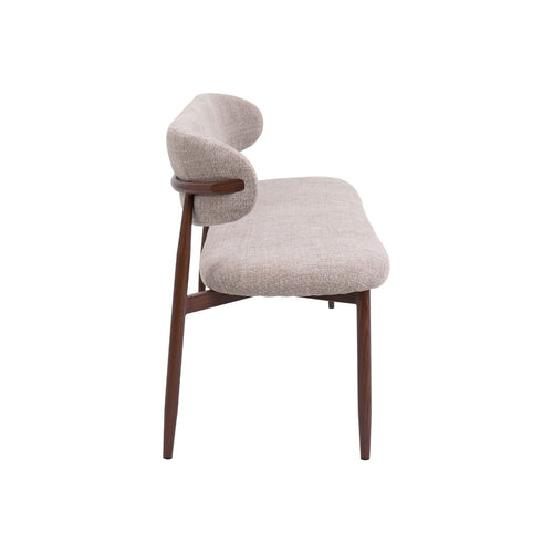 Giga Meubel Eetkamerbank Alexia - Stof - Taupe/Walnoot - 200x55x77cm