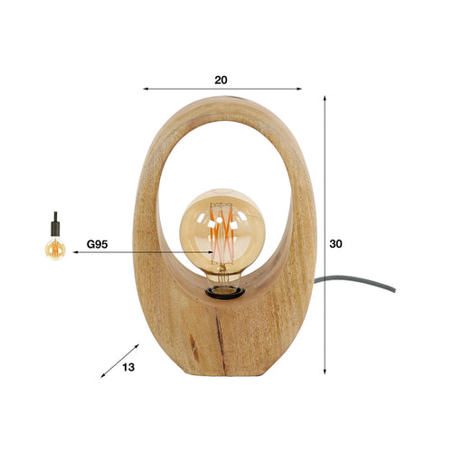 Giga Living Tafellamp Arch Wood - Hout - 20x15x30cm