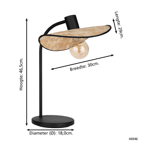 EGLO tafellamp Marywell - e27 - hout - zwart/bruin - vtwonen shop