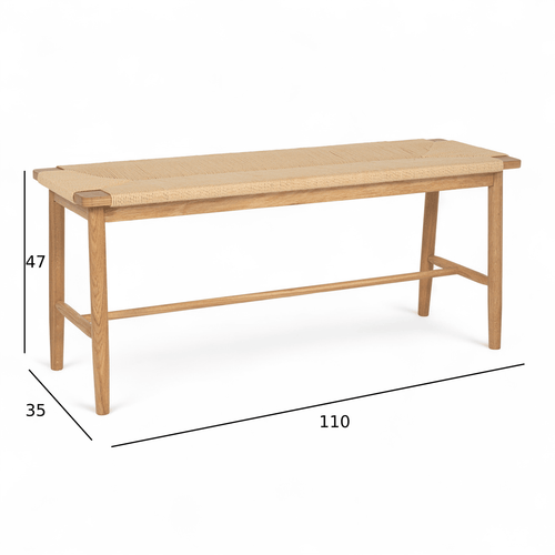 Furnhouse bankje Prime - Natuurlijk eikenhout - Papiergaren - 35x110x47