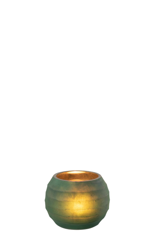 J-Line theelichthouder Streep - glas - groen - small