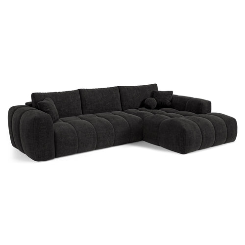 Premium Interiors - Rechthoekige hoekbank met slaapfunctie en opbergruimte SKY - kruisweefsel  donker antraciet 310cm