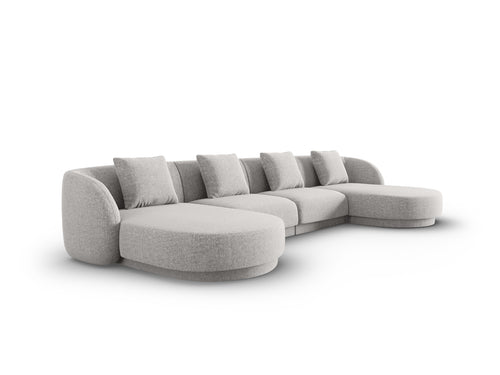 Cosmopolitan Design Panoramische bank Tulum 5-zits, chenille, lichtgrijs - 156x330x70cm
