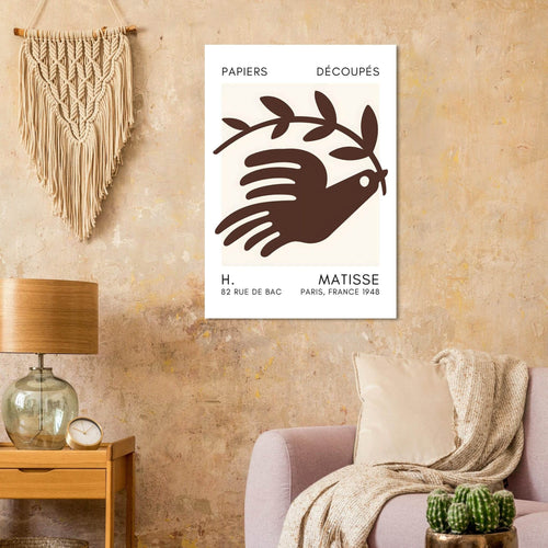 Artfulprints Poster Matisse – Peace dove brown   - 50x70 cm - Bruin