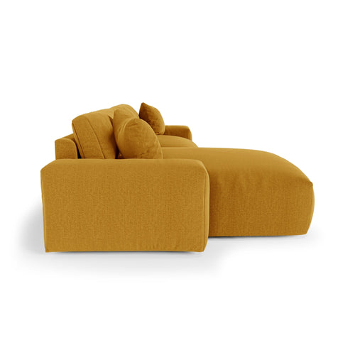 Premium Interiors - Linkerhoekbank CHEER - zacht aanvoelende geweven stof  mosterd 312cm