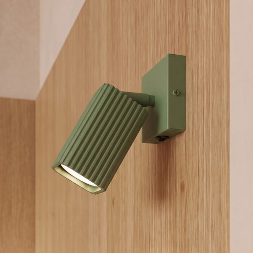 Sollux Lighting Wandlamp RAYO olijfgroen met schakelaar - 8x16x16cm