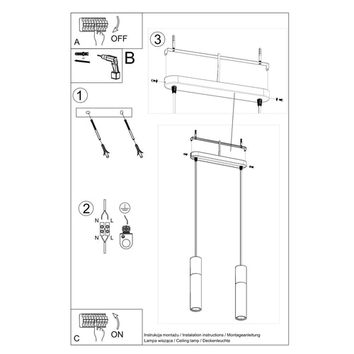 Sollux Lighting Hanglamp PABLO 2 wit - 30x6x90cm