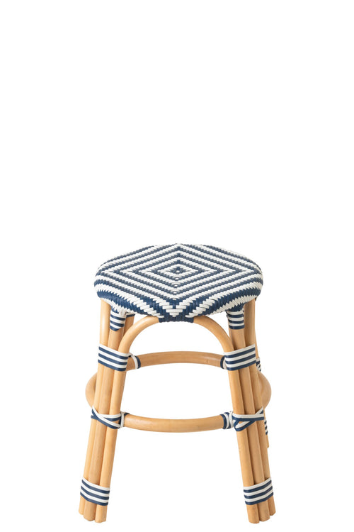 J-Line kruk Geo - riet - blauw/wit - 2 stuks