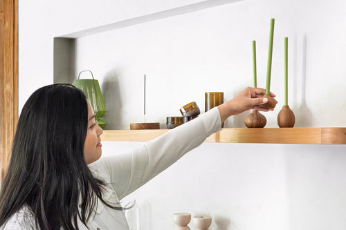 Originalhome dinerkaarsen - ø 1.3 cm  - mosgroen - set van 10