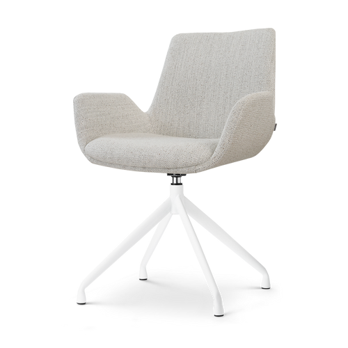 Nolon Nola-Eef Eetkamerstoel Beige Gemêleerd - Draaibaar Wit Onderstel