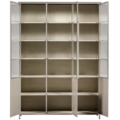 WOOOD 3-deurs vitrinekast XL Exhibit - Metaal - Zand - 200x140x44