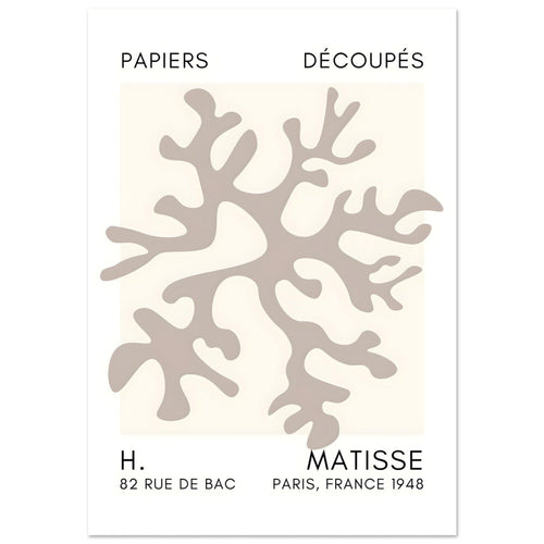 Artfulprints Poster Matisse – Dreamy coral flower grey   - A4 21x29.7 cm - Grijs