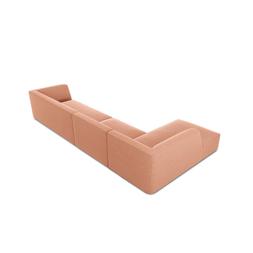 Cosmopolitan Design - Modulaire hoekbank links Siena 5-zits, flueel roze - 180x366x69cm