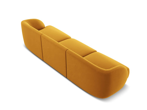 Micadoni Bank Miley 3-zits, flueel, geel - 90x255x70cm