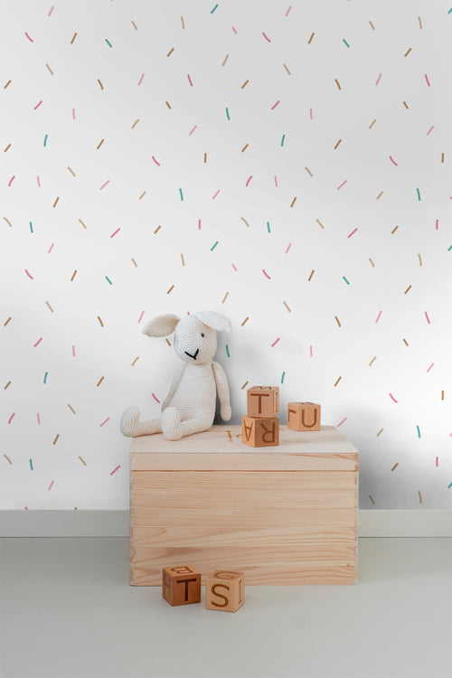 Sanders & Sanders behang confetti roze, blauw en wit - 53 cm x 10 m - 640448 - vtwonen shop