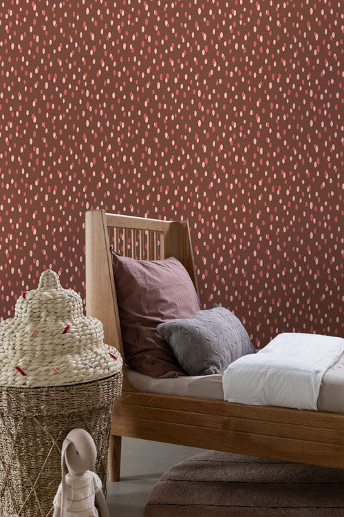ESTAhome behang stippen bruin en rood - 50 x 900 cm - 131873