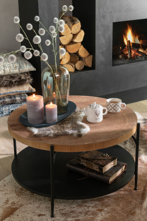 J-Line salontafel Voni - mdf/ijzer - zwart/naturel