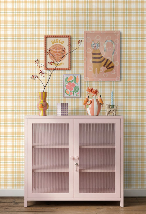 ESTAhome behang ruitjes geel en groen - 50 x 900 cm - 131950