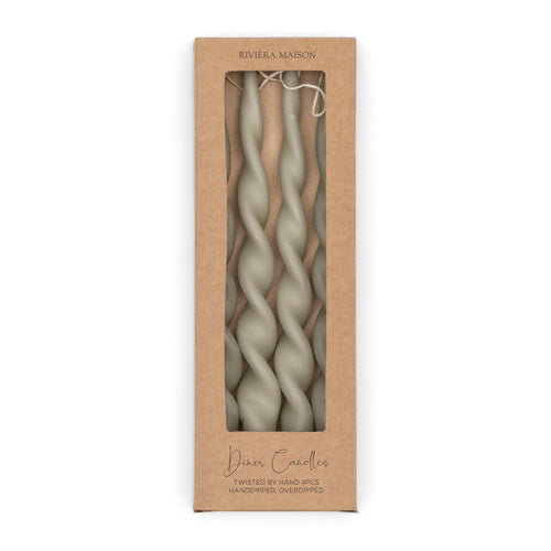 Rivièra Maison Twisted Dinner Candles l.green 4pcs - Paraffine - Zachtgroen - vtwonen shop