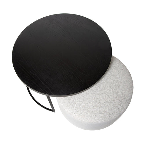 Atmooz salontafel Emir zwart + Poef Ritz Alpine ivory - wit
