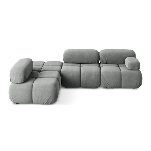 LaMiaSofa hoekbank links Sanremo - chenille stof - grijs - 285x190x70